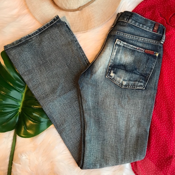 7 For All Mankind Crystal Studded Boot Cut Jeans - Picture 7 of 8